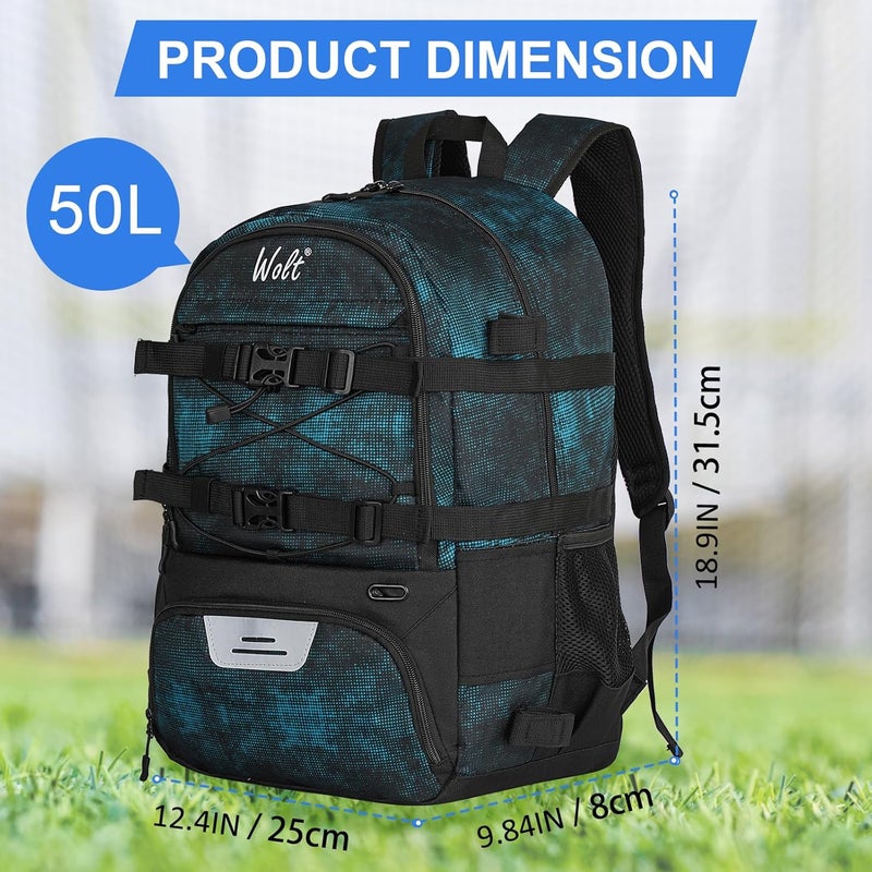 WOLT Lacrosse Bag-Lacrosse Backpack with Two Sticks Holder-Large Field Hockey Bag Holds All Sport Gears - Image 3